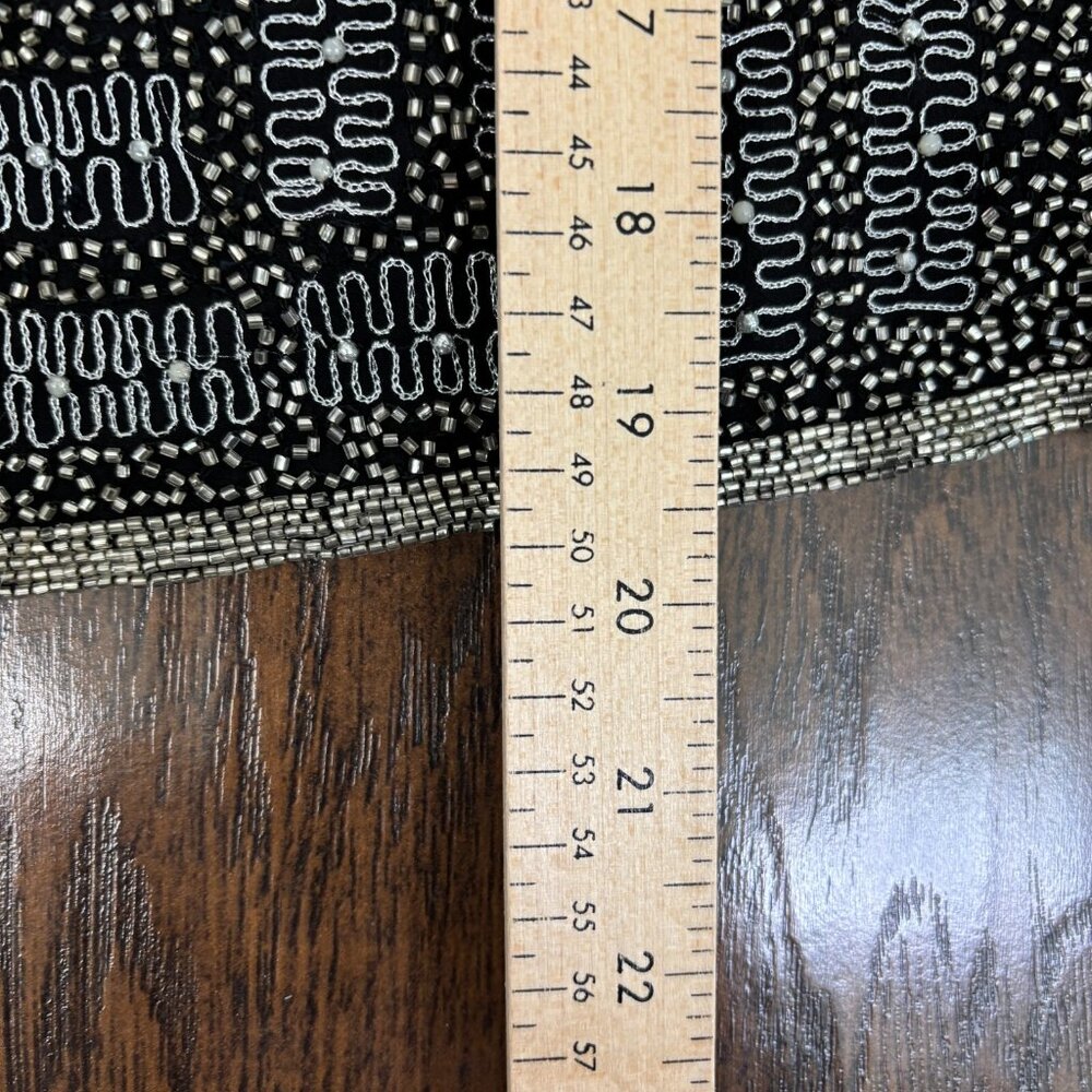 Vintage‎ Papell Boutique Beaded Jacket Small Black Silk 3/4 Sleeve Embroidered - Picture 9 of 11